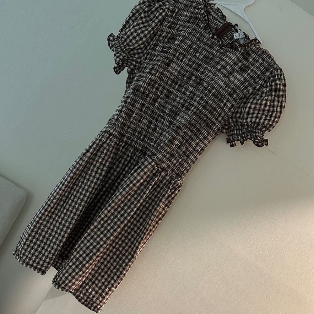 Classic brown and White Gingham Dress
